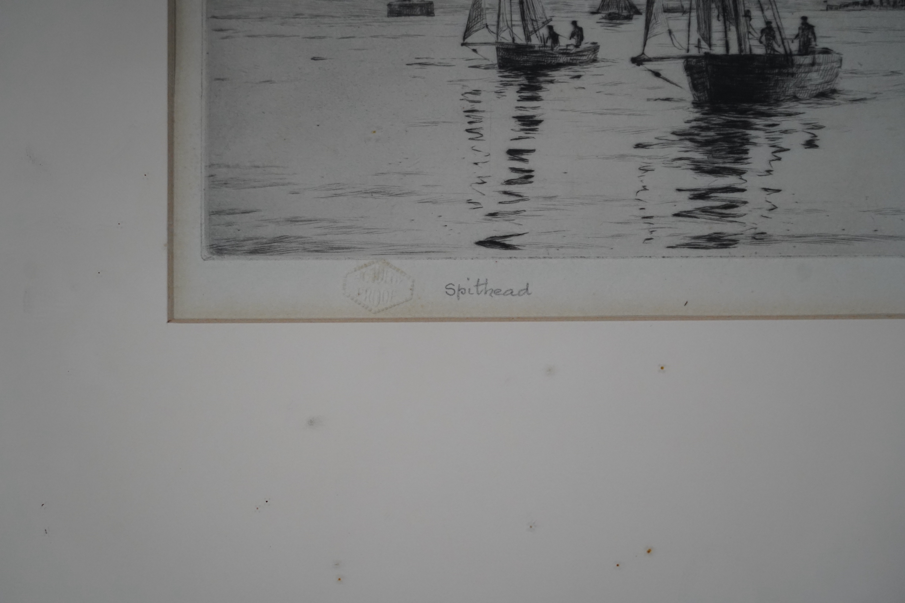 Rowland Langmaid (1897-1956), etching, 'Spithead', signed in pencil, academy proof blindstamped, 18 x 36cm